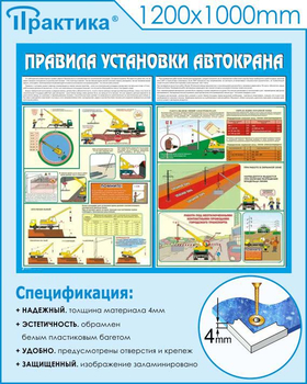 C33 Стенд правила установки автокранов (1200х1000 мм, пластик ПВХ 3мм, Прямая печать на пластик) - Стенды - Тематические стенды - ohrana.inoy.org